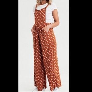 American Eagle Wideleg Floral Overalls